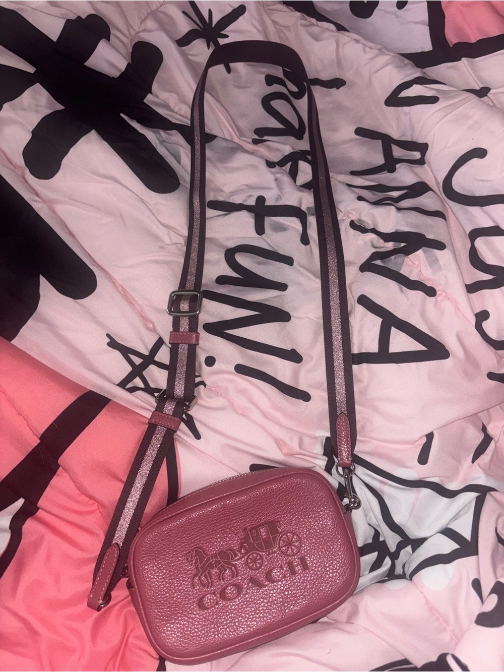 Coach Pebbled Leather Crossbody Bag in Raspberry Pink